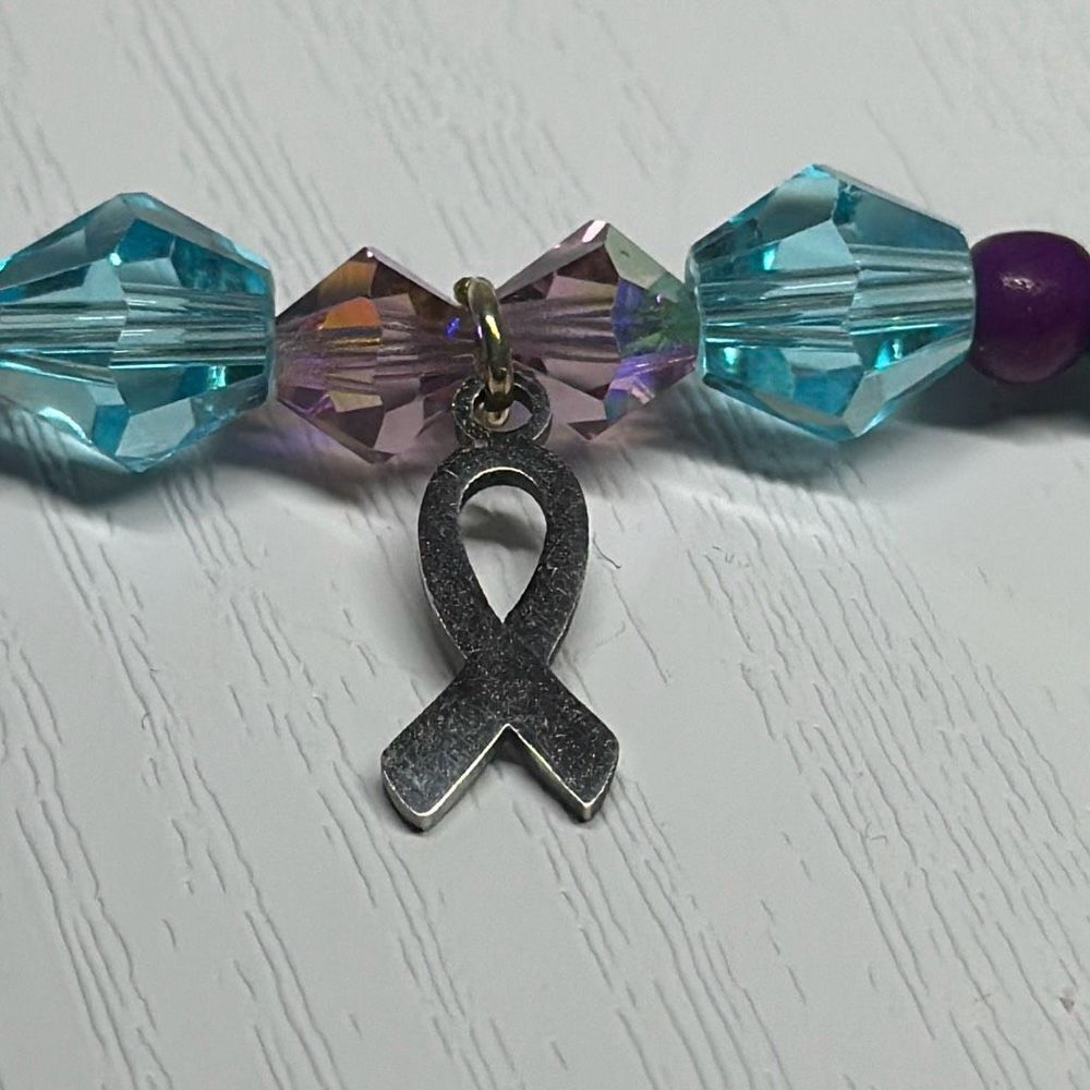 Handmade Suicide Awareness Charm Anklet Purple Teal Hand Crafted